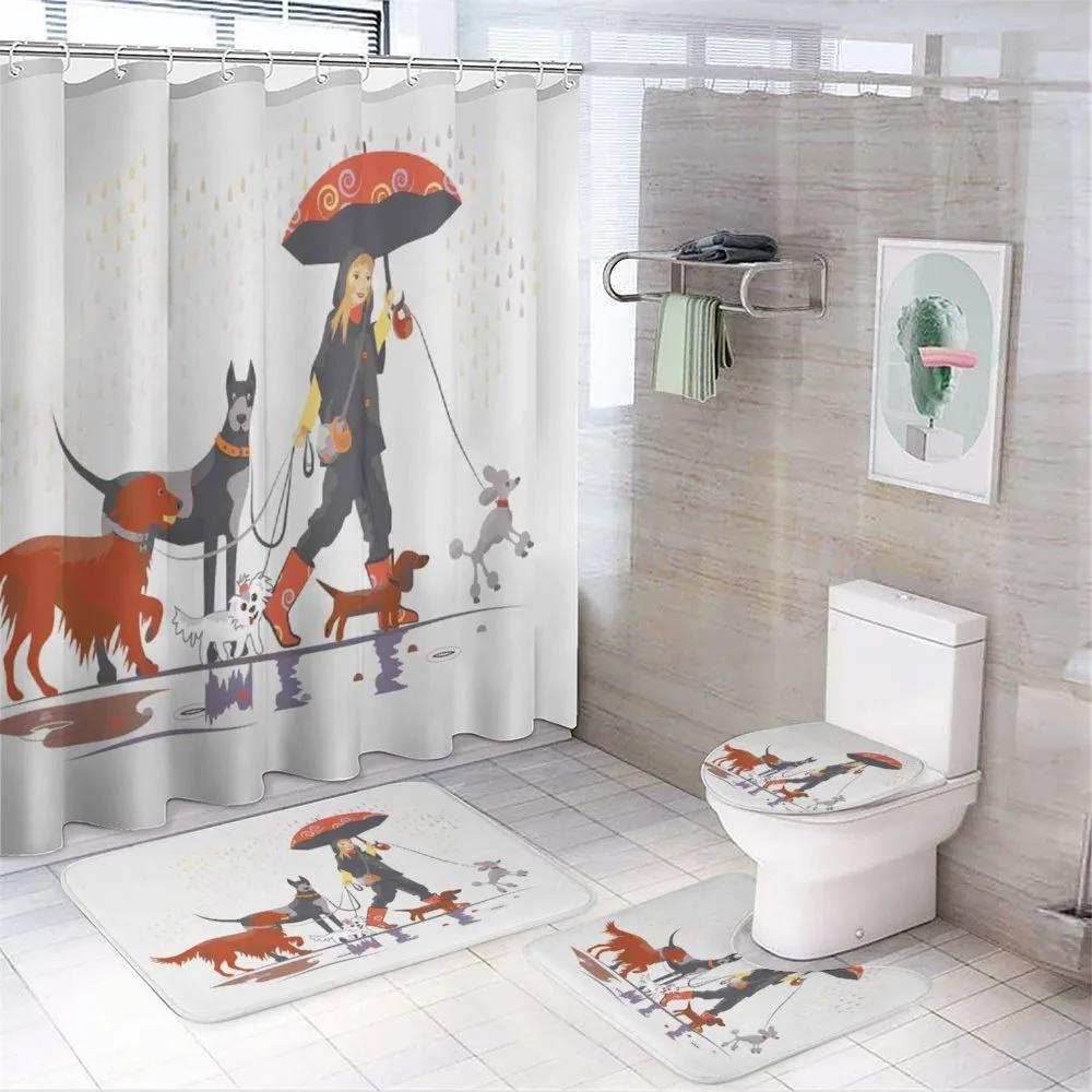 Girl with Dogs in Rain — Your design