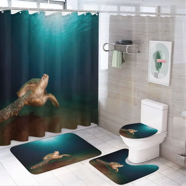 Green Turtle Sunbeam on a shower curtain