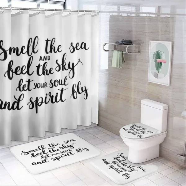 Ink Calligraphy on a shower curtain