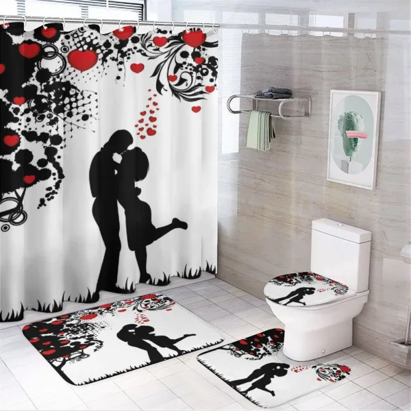 Lovers near Abstract Tree on a shower curtain