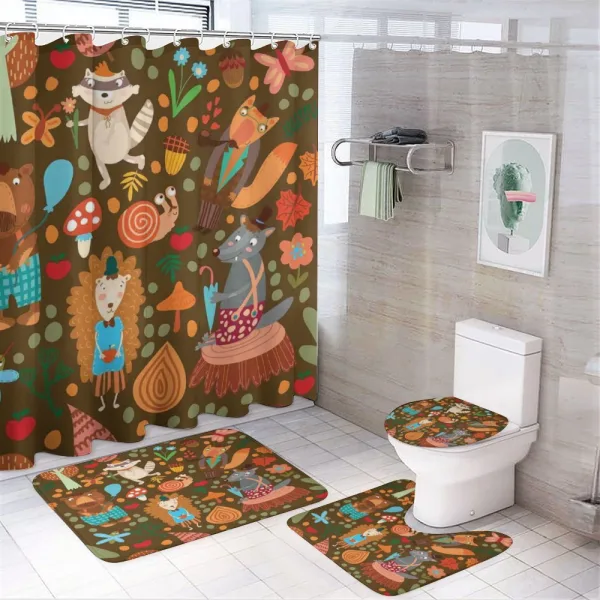 Raccoon and Butterfly on a shower curtain
