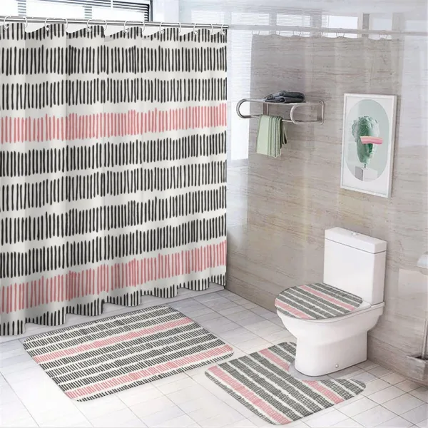 Retro Lines Hipster on a shower curtain