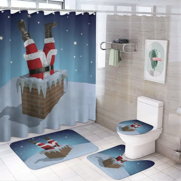 Santa Stuck in Chimney on a shower curtain
