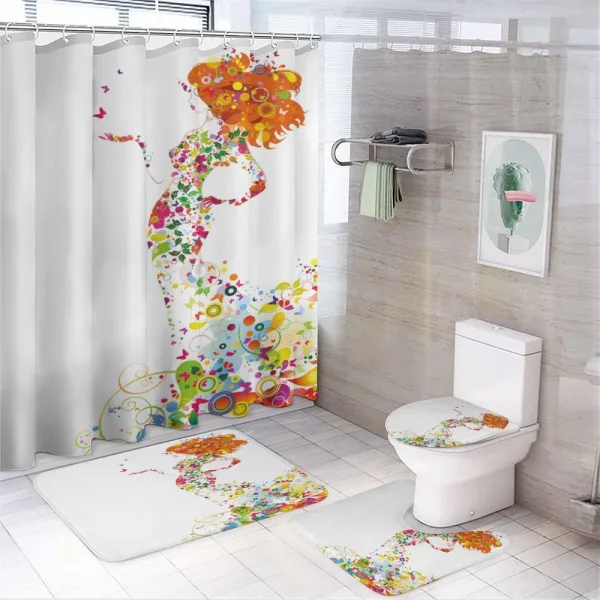 Summer Lady Silhouette on a shower curtain