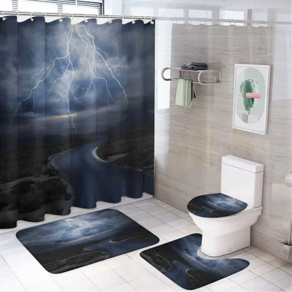 Thunderstorm over Road on a shower curtain
