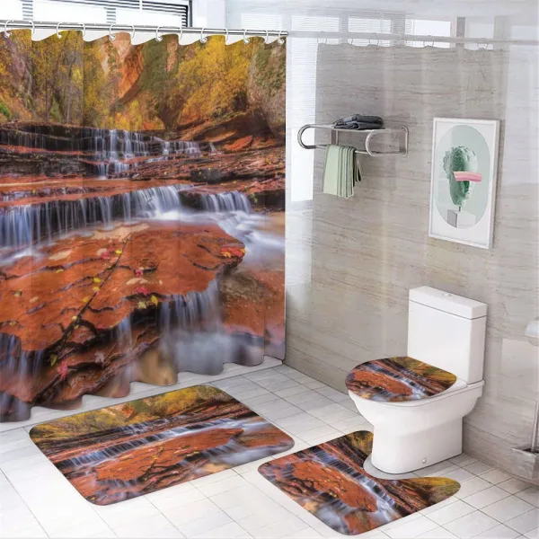 Waterfall Autumn on a shower curtain