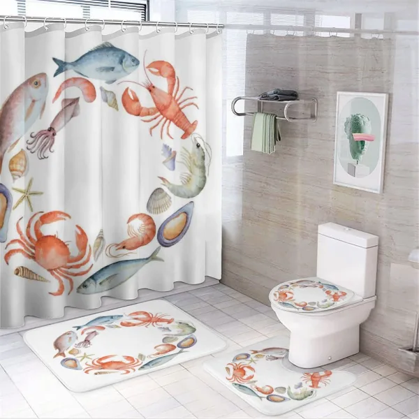 Aquarelle Tasty Seafood on a shower curtain