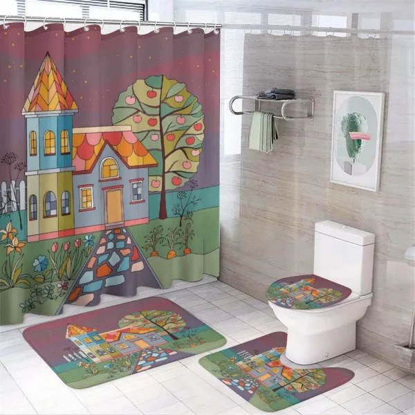 Country House with a Garden on a shower curtain
