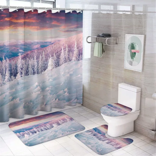 European Snowy Mountain on a shower curtain