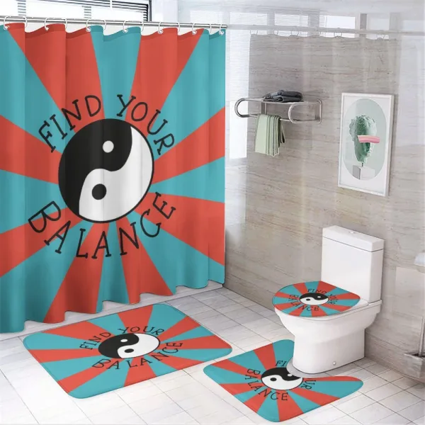 Find Your Balance Text on a shower curtain