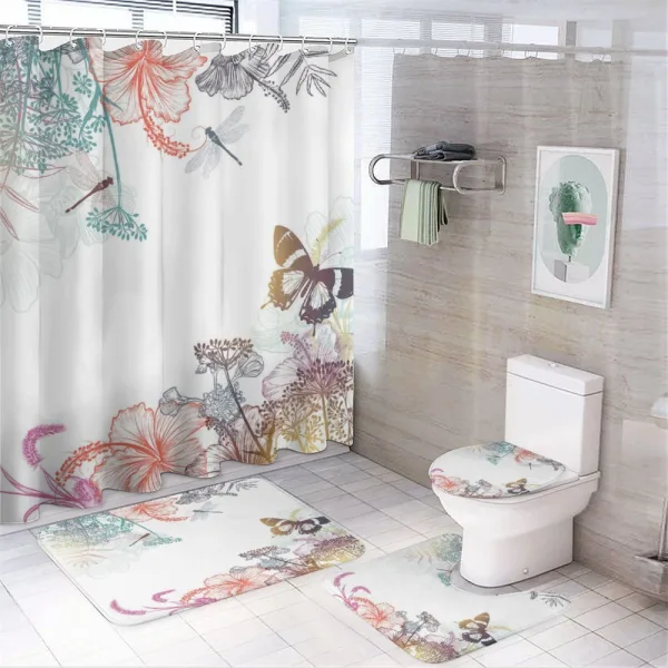 Flowers Herbs on a shower curtain