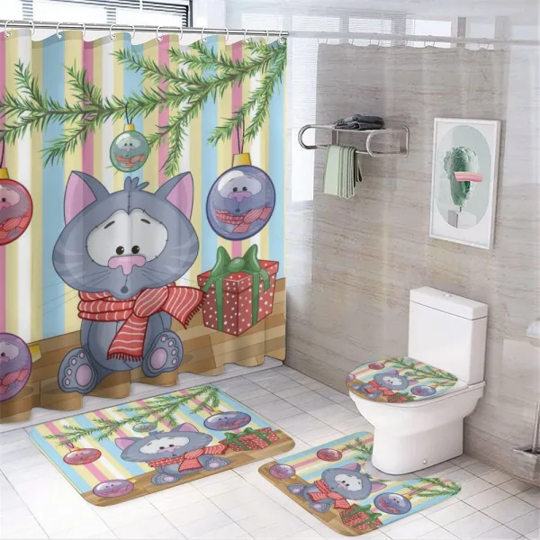 Kitten Gift and Tree on a shower curtain