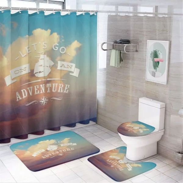 Lets Go on Clear Sky on a shower curtain