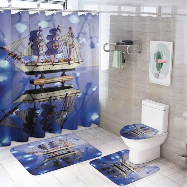 Model of a Ship with Sails on a shower curtain