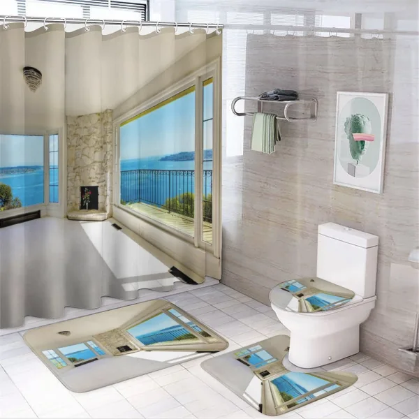 Ocean Nature Forest View on a shower curtain