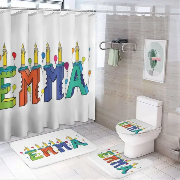 Popular Colorful Name on a shower curtain