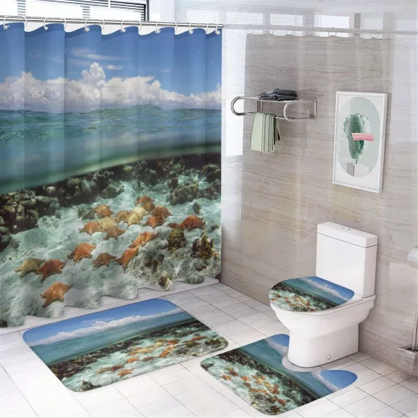 Sky Clouds Sea on a shower curtain