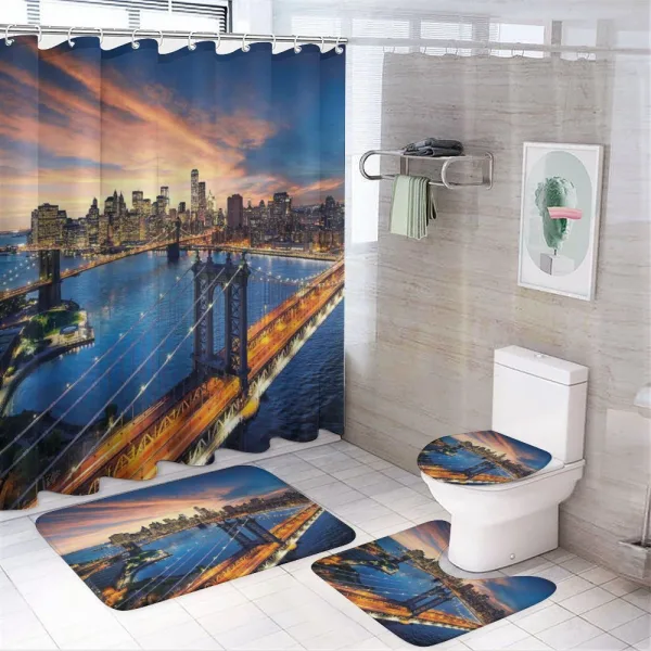 Sunset Cityscape on a shower curtain