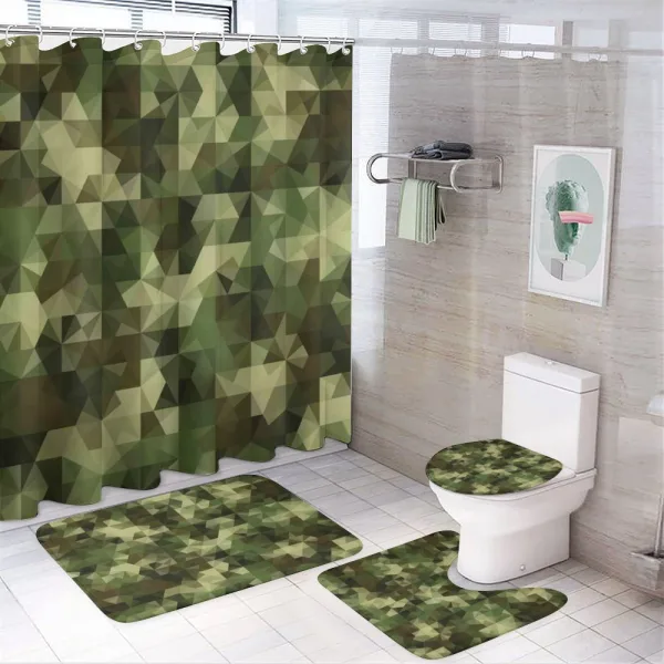 Abstract Camo Pattern on a shower curtain