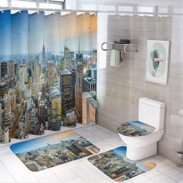 Aerial View New York City on a shower curtain