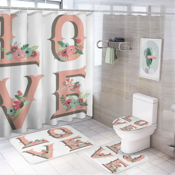 Big Love Lettering on a shower curtain