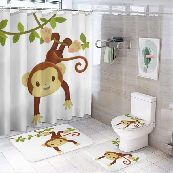 Cartoon Monkey on Liana on a shower curtain