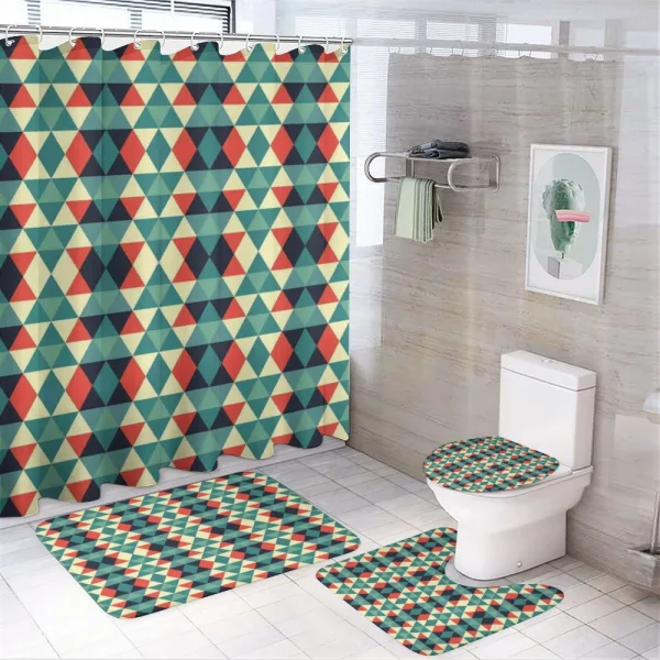 Colorful Grid Retro Style on a shower curtain