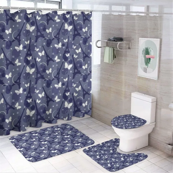 Eiffel Stars Butterflies on a shower curtain