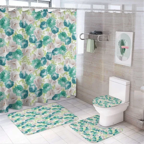 Flora Pattern with Rose on a shower curtain
