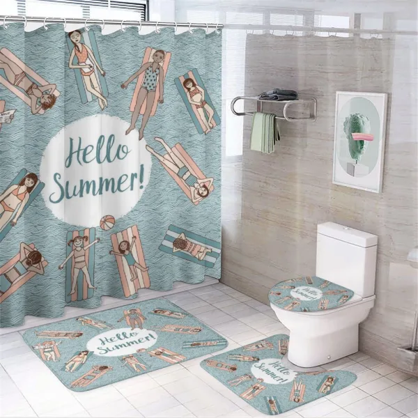 Girls and Woman Pool on a shower curtain