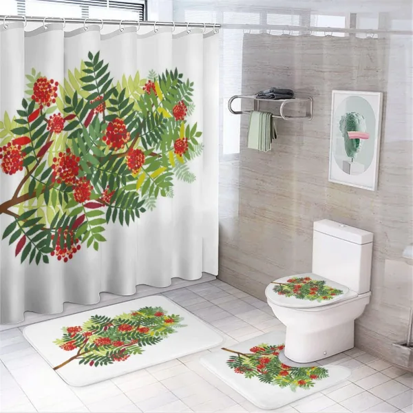 Graphic Tree Green Leaves on a shower curtain