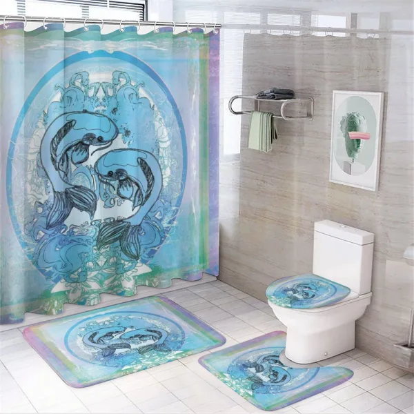 Japanese Koi on Sea Blue on a shower curtain