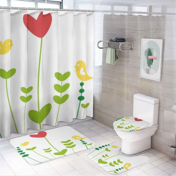 Little Birds Heart on a shower curtain