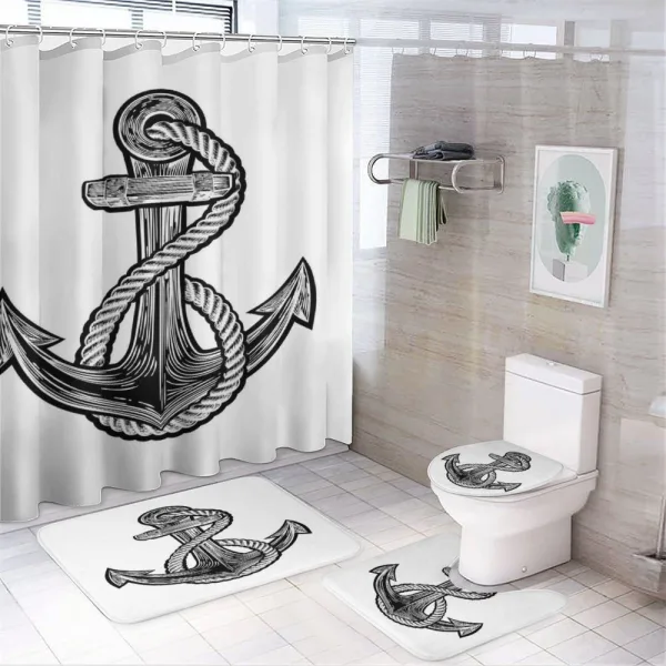 Monochrome Anchor on a shower curtain
