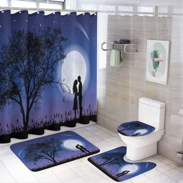 Romantic Man Woman Hug on a shower curtain