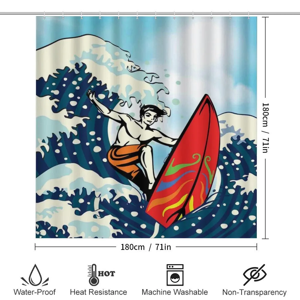 Summer Cartoon Surfing Boy — Detail 2