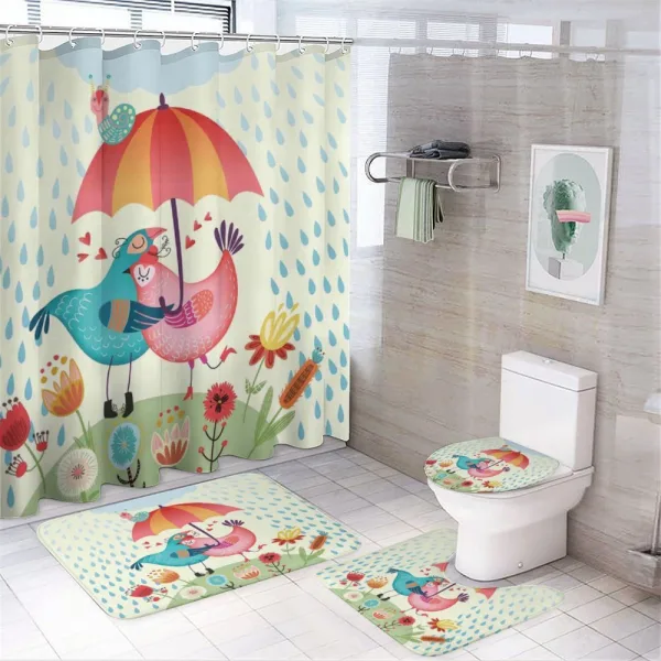 Valentine's Day Birds on a shower curtain