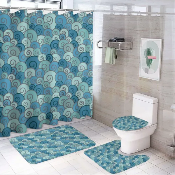 Waves in the Ocean Doodle on a shower curtain