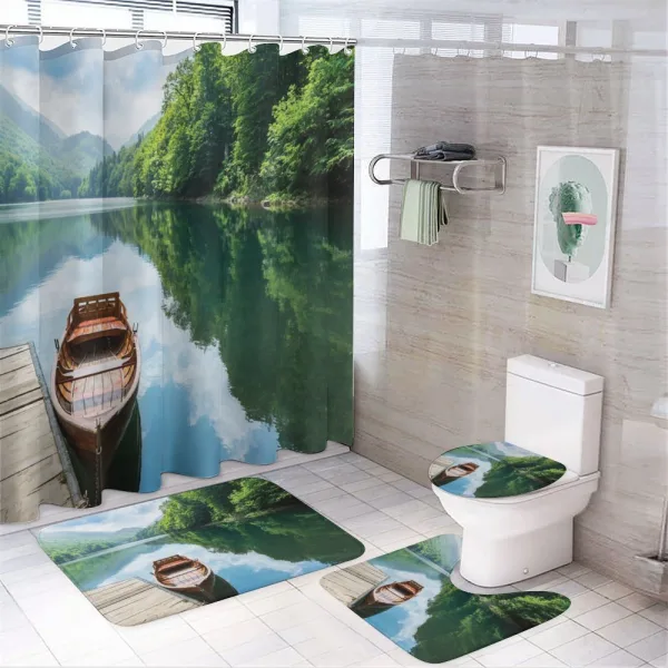 Wooden Boat Biograd Pier on a shower curtain