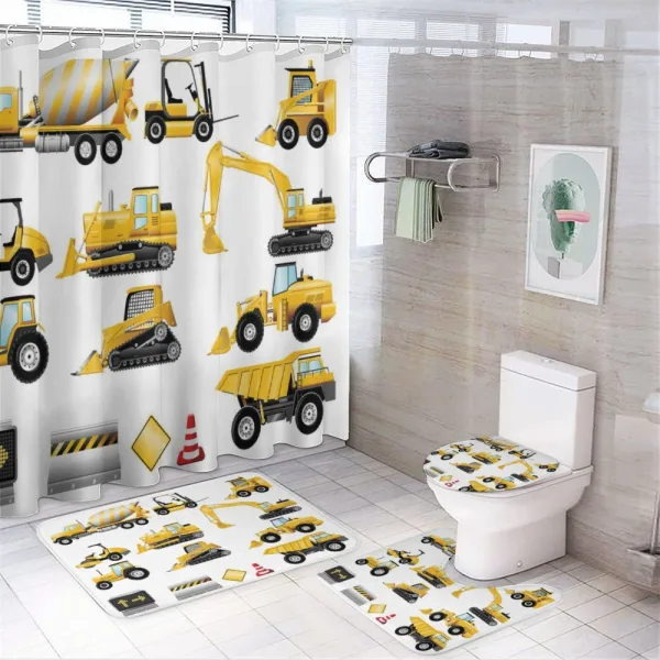 Yellow Construction Site on a shower curtain