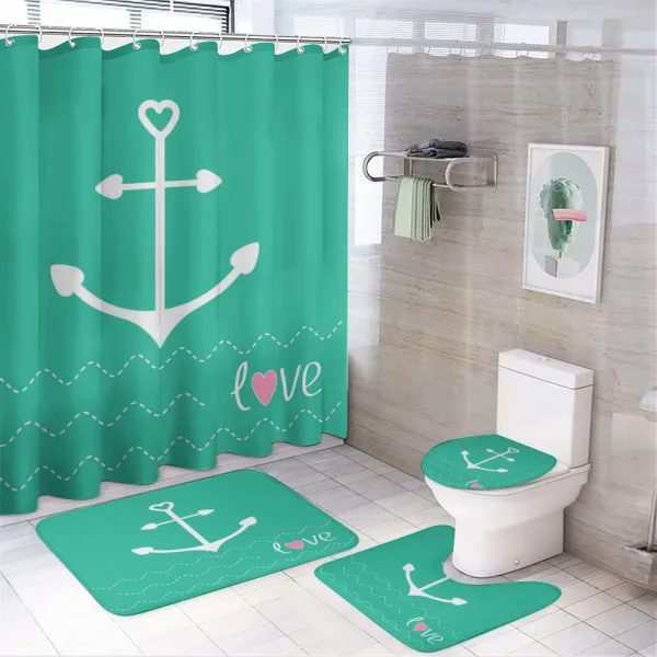 Anchor Heart Shapes on a shower curtain