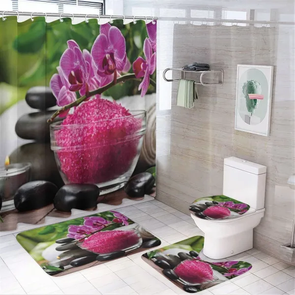 Black Stones Asian on a shower curtain