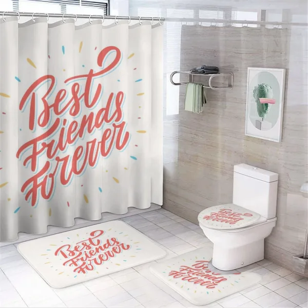 Colorful Buddies Art on a shower curtain