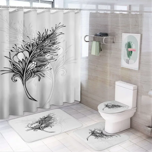 Doodle Style Plumage Boho on a shower curtain