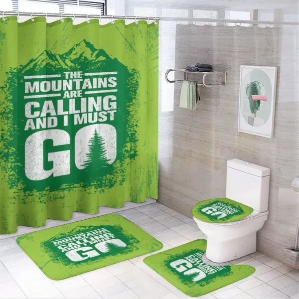 Grungy Mountains Text on a shower curtain
