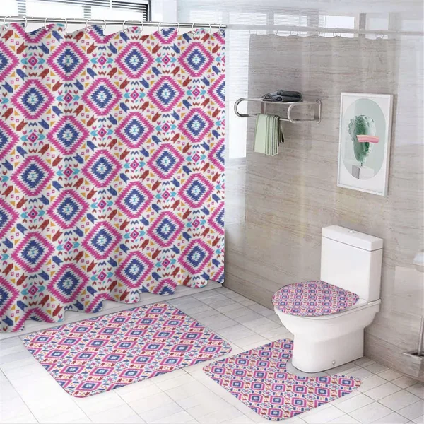 Hand Drawn Mayan Sripes on a shower curtain