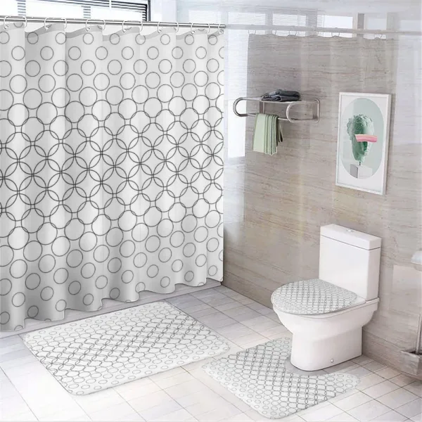 Motifs on a shower curtain