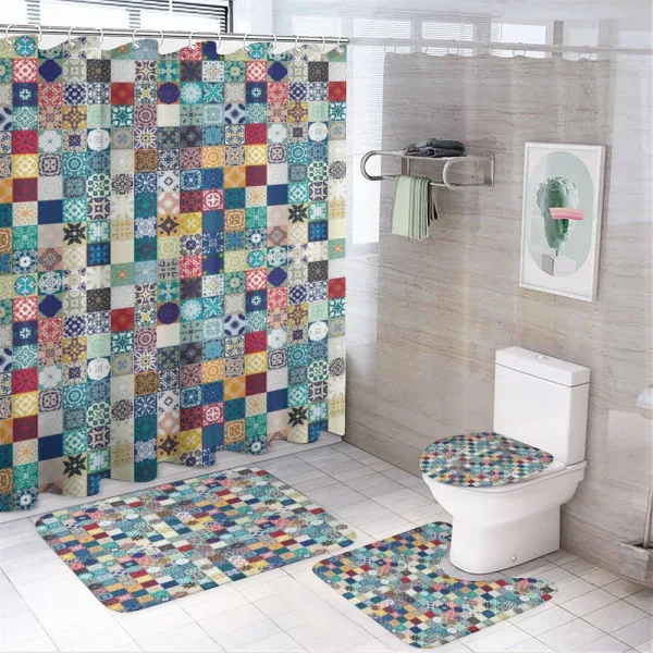 Ornate Patchwork Motif on a shower curtain