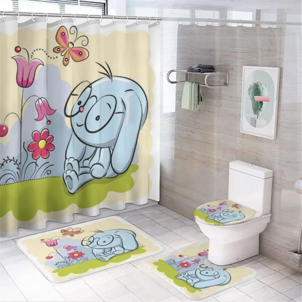 Rabbit Nature Tulips on a shower curtain