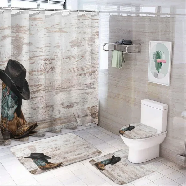 Rodeo Cowboy Grunge Hat on a shower curtain